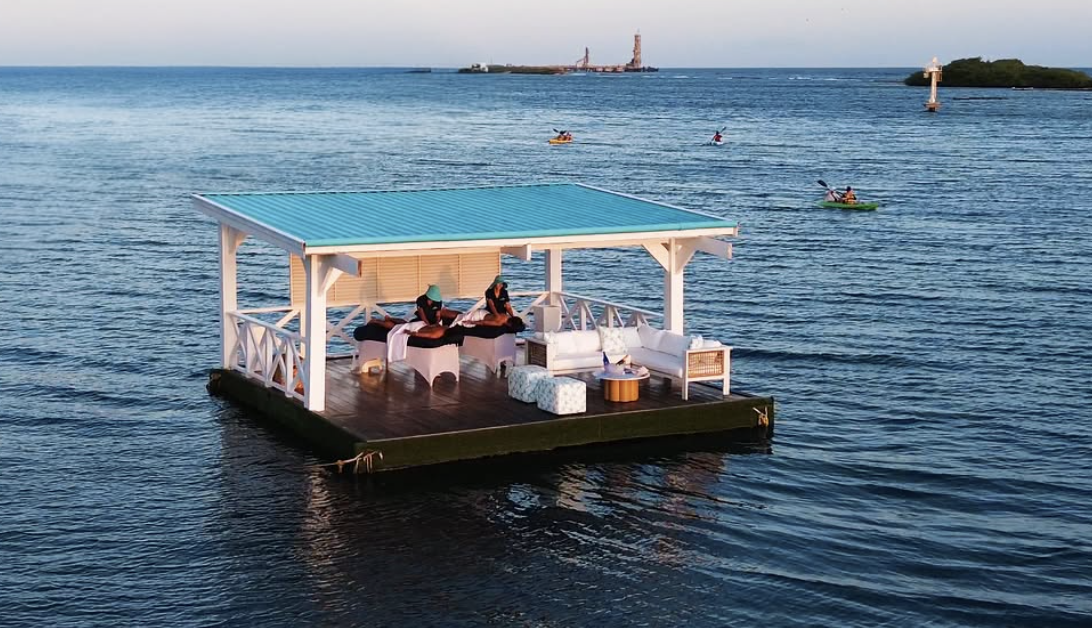 Floating massage experience on Aruba’s turquoise water
